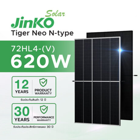 แผงโซล่าร์เซลล์ Jinko 620W N-Type Tier 1 Bifacial