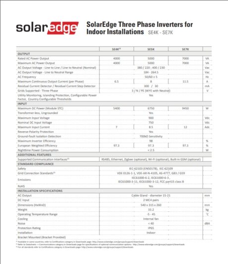 SolarEdge inverter SE5K (3 phase)