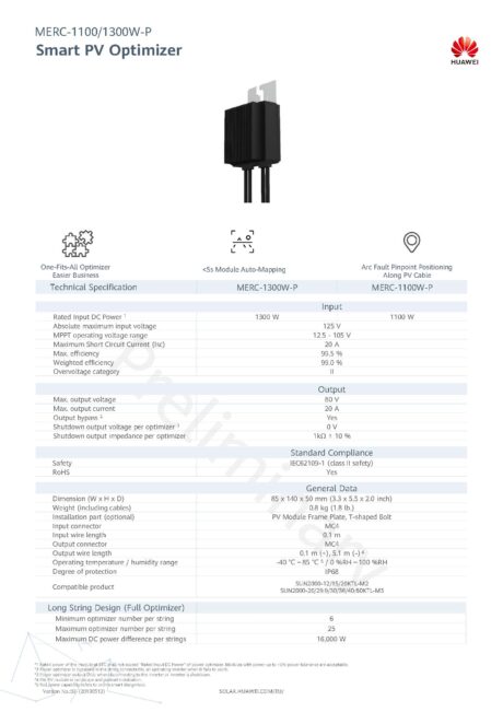 Huawei Smart PV Optimizer MERC-1300W-P (Long input cable)