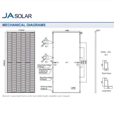 แผงโซล่าเซลล์ JA Solar ขนาด 595 วัตต์ 35 มม.(P-Type)