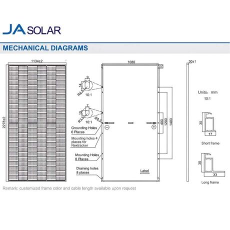 แผงโซล่าเซลล์ JA Solar ขนาด 550 วัตต์ 30 มม.(P-Type)